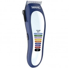 Машинка для стрижки Wahl Color Pro Lithium, мережа+акум., вібраційний мотор, насадок-10, кейс, масло та ножиці у компл., сталь, біло-синій