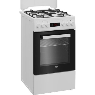 Плита Beko комбінована, 60л, 50x60см, дисплей, конвекція, чавун, білий