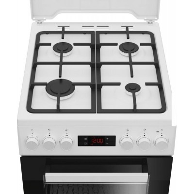 Плита Beko комбінована, 60л, 50x60см, дисплей, конвекція, чавун, білий
