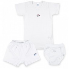 Футболка дитяча Aziz с голубой машинкой белая в комплекте с трусиками и шортиками (008067-6m/B-white) Футболка дитяча Aziz с голубой машинкой белая в комплекте с трусиками и шортиками (008067-6m/B-white)