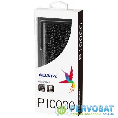Батарея универсальная ADATA P10000 Black (1000mAh out 2*5V*2.1A max, cable) (AP10000-DUSB-CBK)