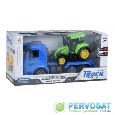 Машинка енерційна Same Toy Truck Тягач синій з трактором 98-613Ut-2