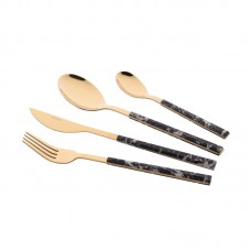 Набір столових приборів Ardesto Gemini Marmo, 16 приборів, нержавіюча сталь, пластик, золотисто-чорний Набір столових приборів Ardesto Gemini Marmo, 16 приборів, нержавіюча сталь, пластик, золотисто-чорний