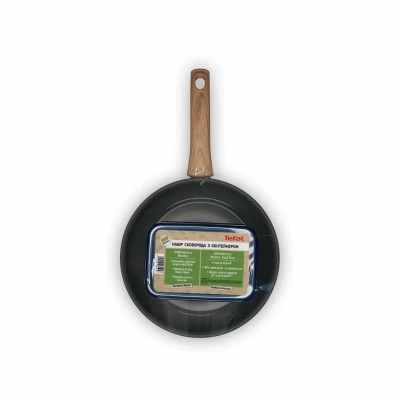 Сковорода Tefal Renew+контейнер Tefal Master Seal Eco,26см, 0.8л, алюміній, бакеліт, скло, сірий, прозорий