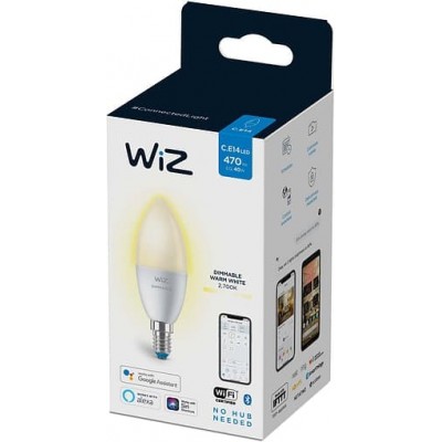 Керована по WiFi лампа WiZ E14 4.9W(40W 470Lm) C37 2700K діммируємая Wi-Fi