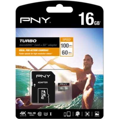 Карта пам'яті PNY flash 16GB microSDHC class 10 UHS-I Turbo (SDU16GTUR-1-EF)