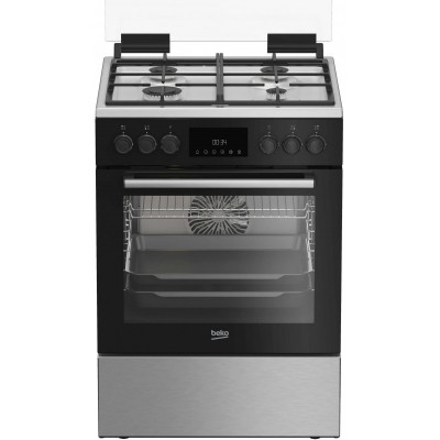 Плита Beko комбінована, 72л, 60x60см, дисплей, конвекція, чавун, чорний