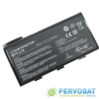 Аккумулятор для ноутбука MSI BTY-L74, 4400mAh, 6cell, 11.1V, Li-ion (A47324)