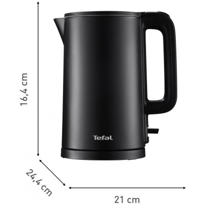 Електрочайник Tefal Thermo Protect, 1.5л, пластик, нержавіюча сталь, чорний
