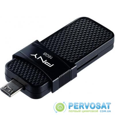 USB флеш накопитель PNY flash 16GB Duo Link Micro Black OTG USB 3.0 (P-FD16GOTGSLMB-GE)