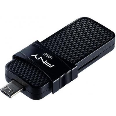 USB флеш накопичувач PNY flash 16GB Duo Link Micro Black OTG USB 3.0 (P-FD16GOTGSLMB-GE)