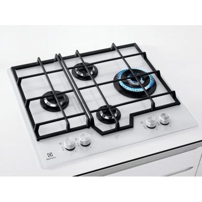 Варильна поверхня Electrolux газова на склі, 60см, чавун, білий