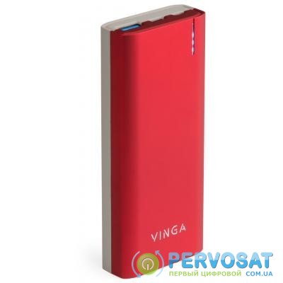 Батарея универсальная Vinga 10000 mAh soft touch red (BTPB3810QCROR)