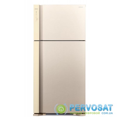 Холодильник с верхней мороз. HITACHI R-V660PUC7BEG, 184х74х86см, 2 дв., Х- 405л, М- 145л, A++, NF, Інвертор, Бежевий