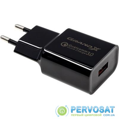 Зарядное устройство Grand-X QС3.0 + cable USB -> Type C, Cu, 4A, TPE, 1m (CH-350TC)
