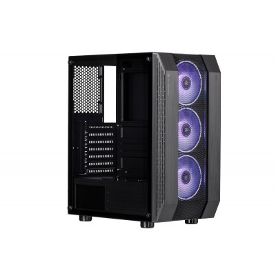 Корпус 2E GAMING DOMINATOR (G3305) MidT, 2xUSB2.0, 1xUSB3.0, 3x120мм ARGB, скло (бічна панель),без БЖ,чорний