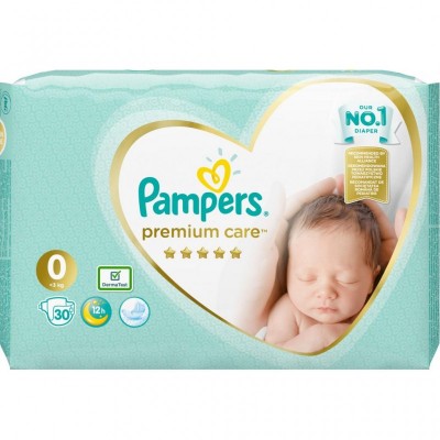 Підгузок Pampers Premium Care Розмір 0 (<3 кг) 30 шт (4015400536857)
