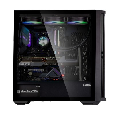 Корпус Zalman Z10 BLACK, без БЖ, 2xUSB3.0, 1xUSB Type-C, 3x140mm Black fans, 1x120mm Black fans, TG Side Panel, EATX, Black