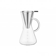 Кемекс для заварювання кави з фільтром Ardesto Black Mars, 600мл, боросилікатне скло, нержавіюча сталь, прозорий Кемекс для заварювання кави з фільтром Ardesto Black Mars, 600мл, боросилікатне скло, нержавіюча сталь, прозорий