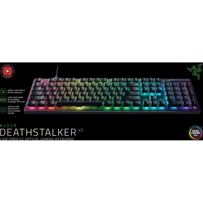 Клавіатура механічна Razer DeathStalker V2 105key, Red Switch, USB-A, EN/RU, RGB, чорний