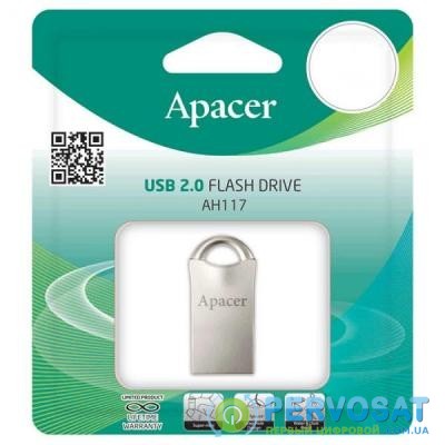 USB флеш накопитель Apacer 64GB AH117 Silver USB 2.0 (AP64GAH117S-1)