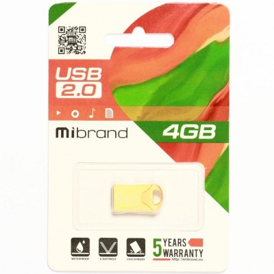 USB флеш накопитель Mibrand 4GB Hawk Gold USB 2.0 (MI2.0/HA4M1G)