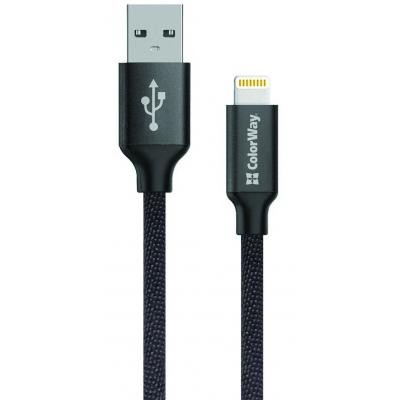 Дата кабель USB 2.0 AM to Lightning 1.0m black ColorWay (CW-CBUL004-BK)