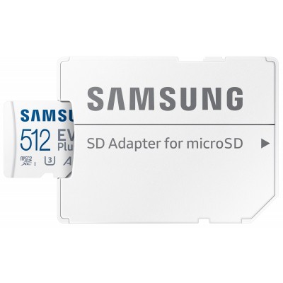 Карта пам'яті Samsung 512GB microSDXC C10 UHS-I U3 R100/W90MB/s Evo Plus V2 + SD адаптер
