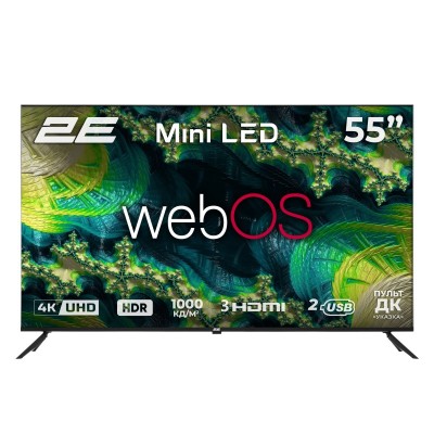 Телевізор 55&quot; 2E MiniLED 4K 60Hz Smart WebOS Black