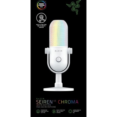 Мікрофон геймінговий Razer Seiren V3 Chroma, Uni, RGB, USB-A, 2м, білий