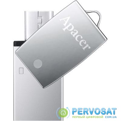 USB флеш накопитель Apacer 16GB AH730 Silver USB 2.0 OTG (AP16GAH730S-1)