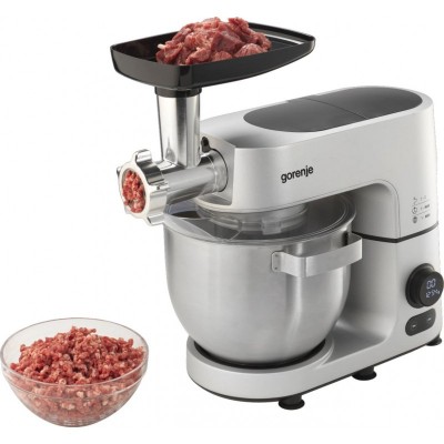 Кухонна машина Gorenje 1500Вт, дисплей, чаша-метал, корпус-метал+пластік, насадок-7, сріблястий