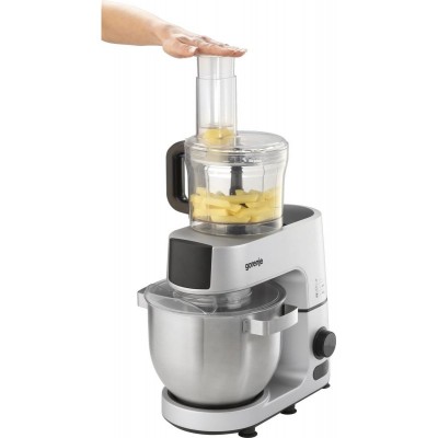 Кухонна машина Gorenje 1500Вт, дисплей, чаша-метал, корпус-метал+пластік, насадок-7, сріблястий