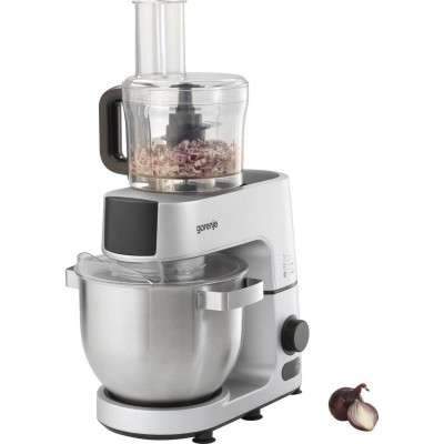 Кухонна машина Gorenje 1500Вт, дисплей, чаша-метал, корпус-метал+пластік, насадок-7, сріблястий