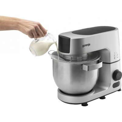 Кухонна машина Gorenje 1500Вт, дисплей, чаша-метал, корпус-метал+пластік, насадок-7, сріблястий