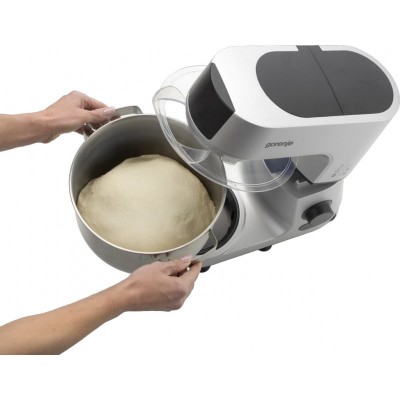 Кухонна машина Gorenje 1500Вт, дисплей, чаша-метал, корпус-метал+пластік, насадок-7, сріблястий