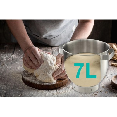 Кухонна машина Gorenje 1500Вт, дисплей, чаша-метал, корпус-метал+пластік, насадок-7, сріблястий