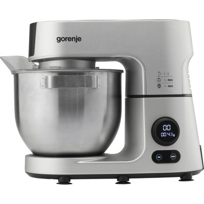 Кухонна машина Gorenje 1500Вт, дисплей, чаша-метал, корпус-метал+пластік, насадок-7, сріблястий