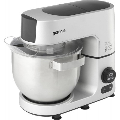 Кухонна машина Gorenje 1500Вт, дисплей, чаша-метал, корпус-метал+пластік, насадок-7, сріблястий