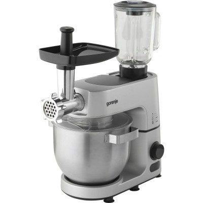 Кухонна машина Gorenje 1500Вт, дисплей, чаша-метал, корпус-метал+пластік, насадок-7, сріблястий