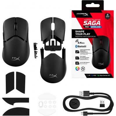 Миша HyperX Pulsefire SAGA PRO, RGB, USB-A/WL/BT, чорний