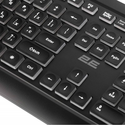 Клавіатура мембранна 2E KS120 104key, USB-A, EN/UK, White LED, чорний Клавіатура мембранна 2E KS120 104key, USB-A, EN/UK, White LED, чорний