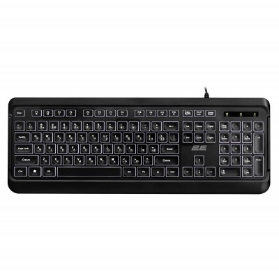 Клавіатура мембранна 2E KS120 104key, USB-A, EN/UK, White LED, чорний Клавіатура мембранна 2E KS120 104key, USB-A, EN/UK, White LED, чорний