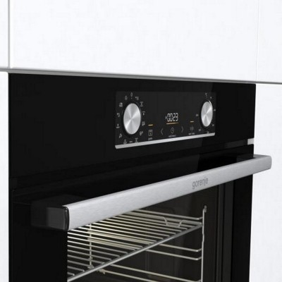 Духова шафа Gorenje електрична, 77л, A+, дисплей, ф-я без додавання жиру, чорний