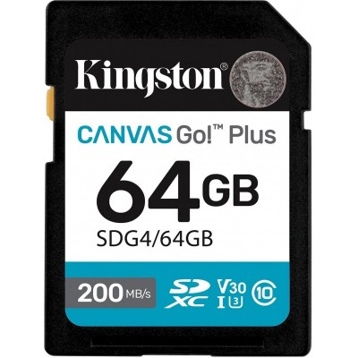 Карта пам'яті Kingston SD   64GB C10 UHS-I U3 V30 R200MB/s