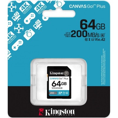 Карта пам'яті Kingston SD   64GB C10 UHS-I U3 V30 R200MB/s