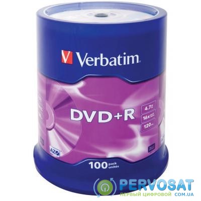 Диск DVD Verbatim 4.7Gb 16X CakeBox 100шт (43551)