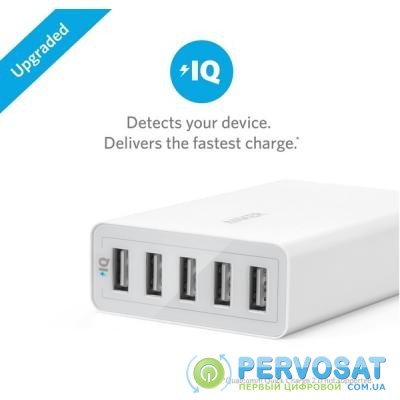 Зарядное устройство Anker PowerPort 5 - 40W 5-port USB Power IQ V3 (White) (A2124L22)