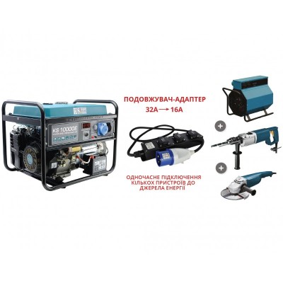 Подовжувач-адаптер мережевий Konner&Sohnen KS EX1.5M-3S, 1.5м, 3xТипF, 16A, чорний