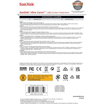 Накопичувач SanDisk 256GB USB 3.2 Type-A Ultra Curve Black